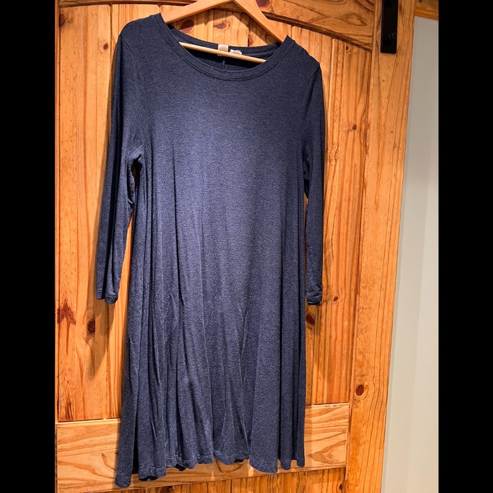 Heather Blue Super Soft and Stretchy 3/4 Sleeve Swing Dress
